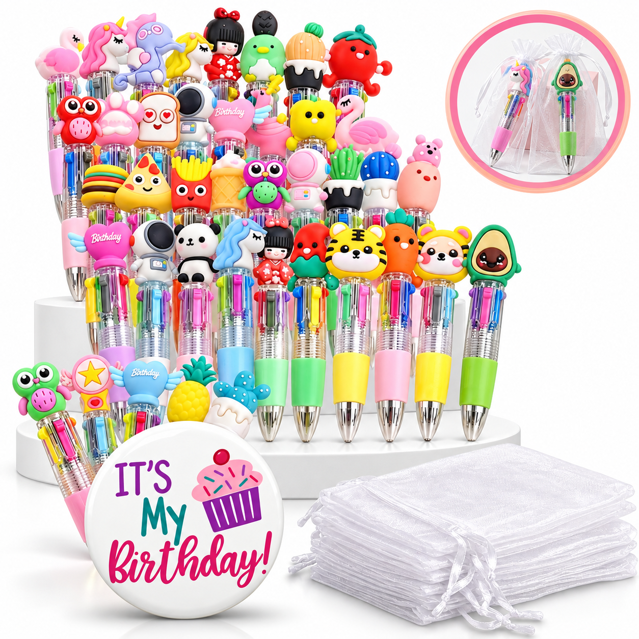 31 Bolígrafos de 4 Colores para Cumpleaños